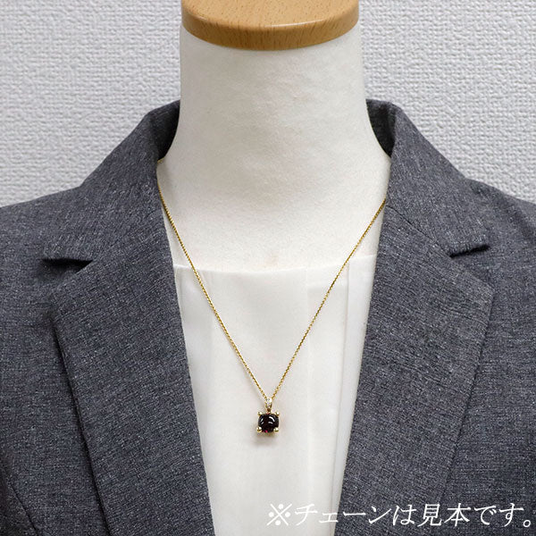 田崎真珠 K18YG ガーネット ダイヤモンド ペンダントトップ D0.02ct