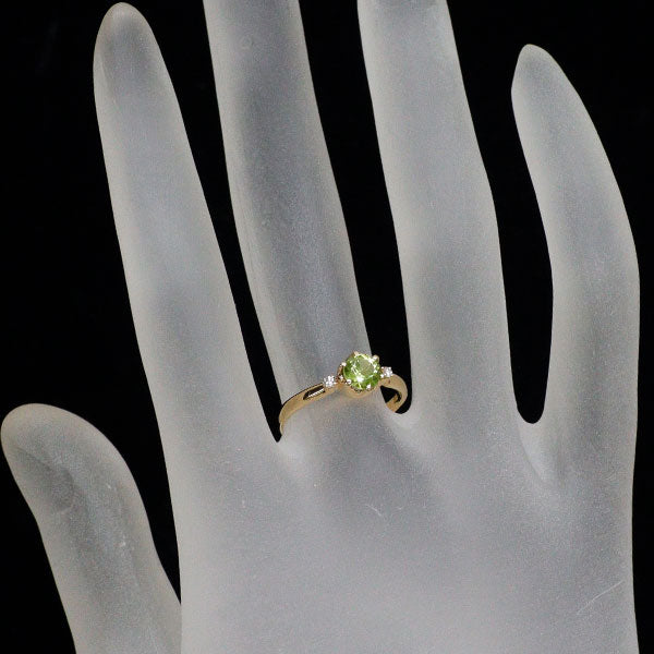 田崎真珠 K18YG ペリドット ダイヤモンド リング D0.02ct