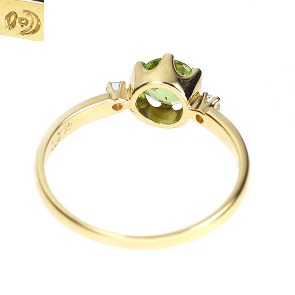 田崎真珠 K18YG ペリドット ダイヤモンド リング D0.02ct