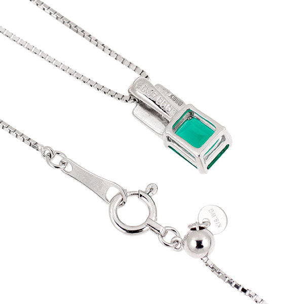 京セラ/ムーンジュエリー K18WG 再結晶エメラルド ダイヤモンド ペンダントネックレス 0.47ct D0.03ct