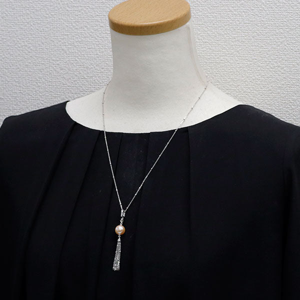 アンブローズ K18WG 淡水 真珠 ダイヤモンド ペンダントネックレス 径約10.0mm D0.16ct