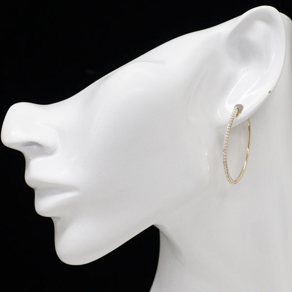 K14YG ダイヤモンド フープ ピアス 0.50ct
