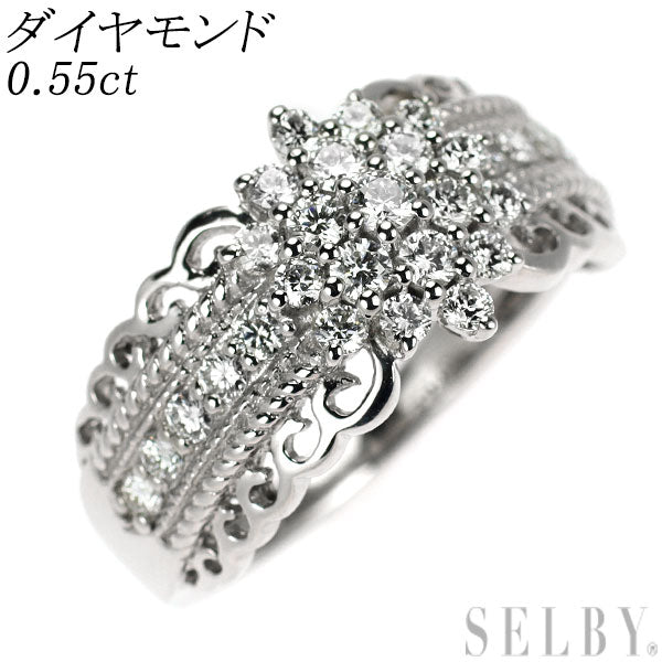 Pt950 ダイヤモンド リング 0.55ct アンティークレース