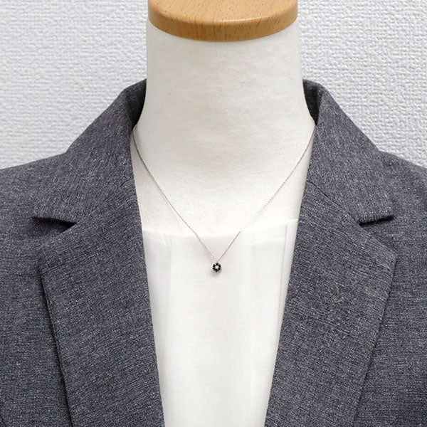 ポンテヴェキオ K18WG ブラックダイヤモンド ペンダントネックレス 0.11ct D0.13ct リバーシブル