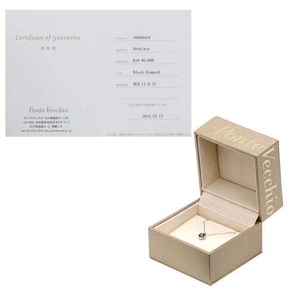 ポンテヴェキオ K18WG ブラックダイヤモンド ペンダントネックレス 0.11ct D0.13ct リバーシブル