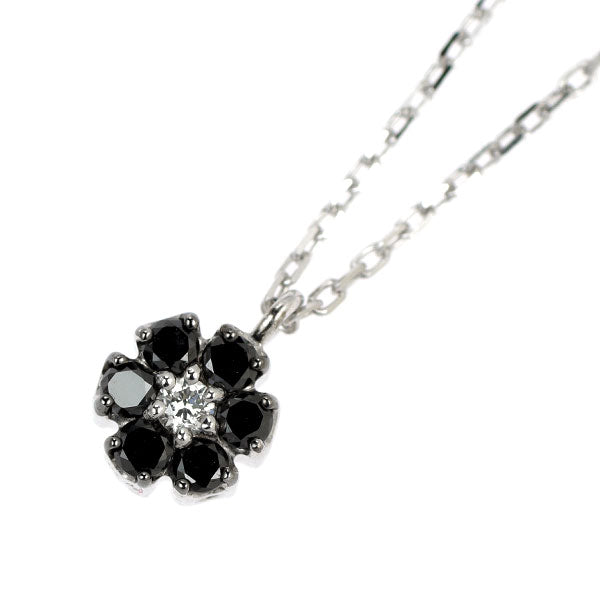 ポンテヴェキオ K18WG ブラックダイヤモンド ペンダントネックレス 0.11ct D0.13ct リバーシブル