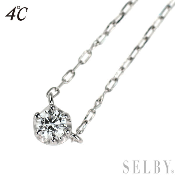 4℃ K18WG ダイヤモンド ペンダントネックレス