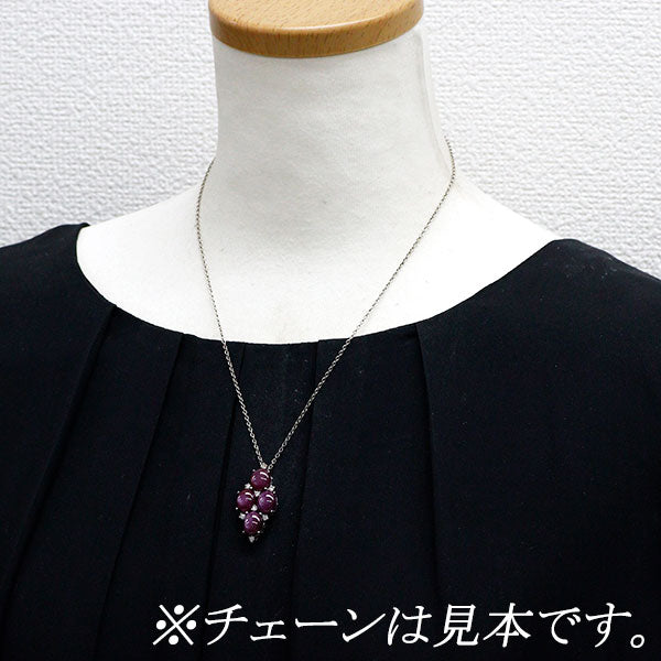 K18WG スターサファイア ダイヤモンド ペンダントトップ 20.07ct D0.29ct