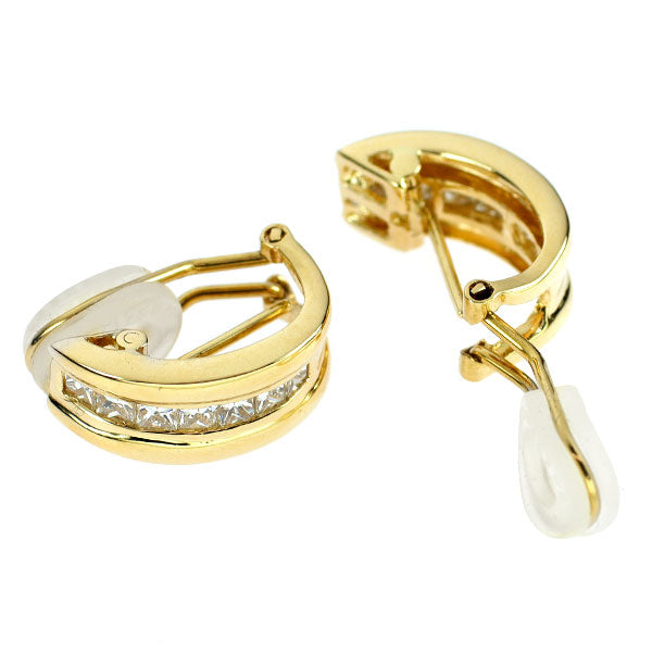 K18YG プリンセスカット ダイヤモンド ピアス兼イヤリング 1.15ct