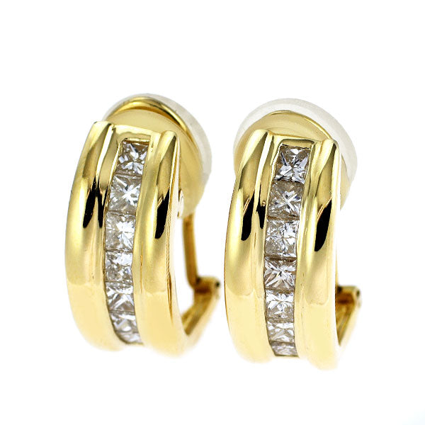 K18YG プリンセスカット ダイヤモンド ピアス兼イヤリング 1.15ct