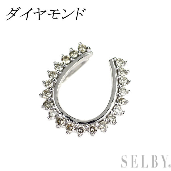 K18WG ダイヤモンド ペンダントトップ 馬蹄 ホースシュー