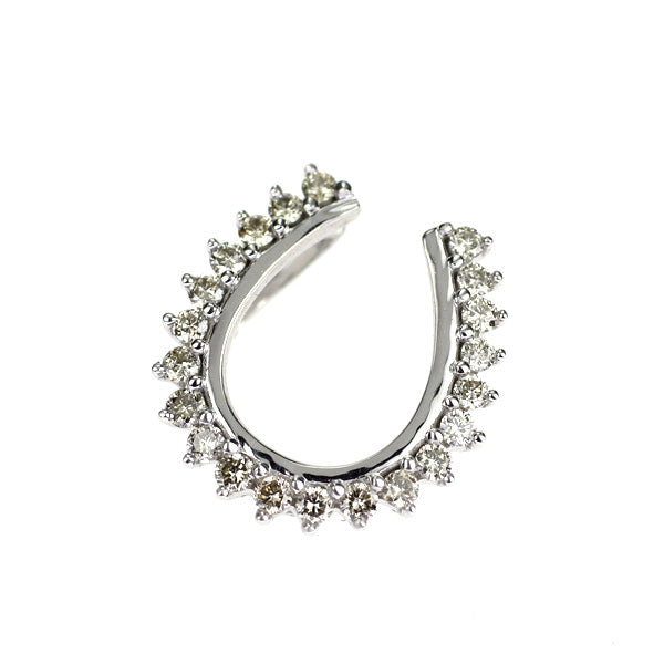 K18WG ダイヤモンド ペンダントトップ 馬蹄 ホースシュー