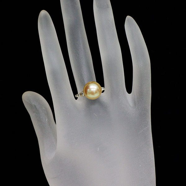K18YG ゴールデンパール ダイヤモンド リング 径約11.4mm D0.31ct