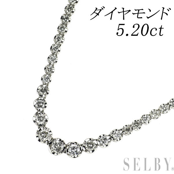 Pt850 ダイヤモンド テニス ネックレス 5.20ct