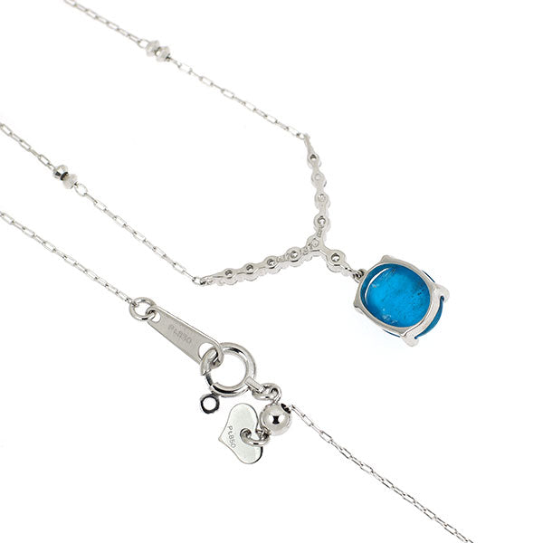 Pt900/Pt850 アパタイトキャッツアイ ダイヤモンド ペンダントネックレス 1.37ct D0.17ct