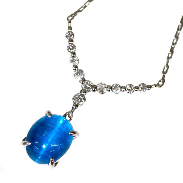 Pt900/Pt850 アパタイトキャッツアイ ダイヤモンド ペンダントネックレス 1.37ct D0.17ct