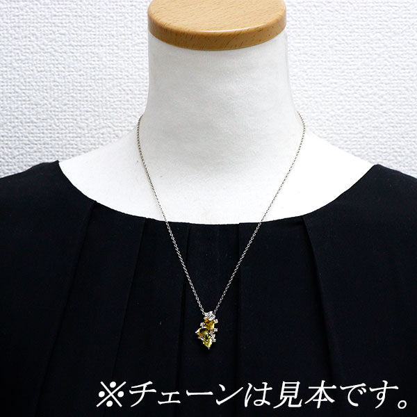 K18WG イエローベリル 天然ピンク/イエローダイヤ ペンダントトップ 2.61ct PD/YD0.50ct
