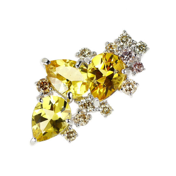 K18WG イエローベリル 天然ピンク/イエローダイヤ ペンダントトップ 2.61ct PD/YD0.50ct