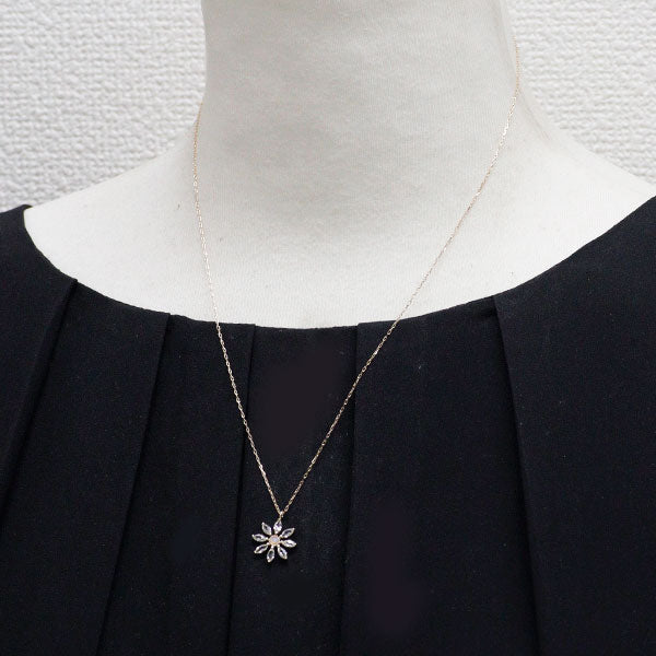 オデュース4℃ K10PG オパール ホワイトトパーズ ペンダントネックレス フラワー