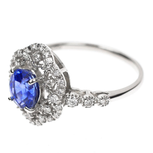 Pt950 スリランカ産 非加熱サファイア ダイヤモンド リング 1.47ct D0.31ct