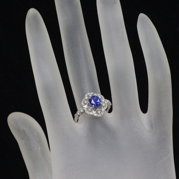 Pt950 スリランカ産 非加熱サファイア ダイヤモンド リング 1.47ct D0.31ct