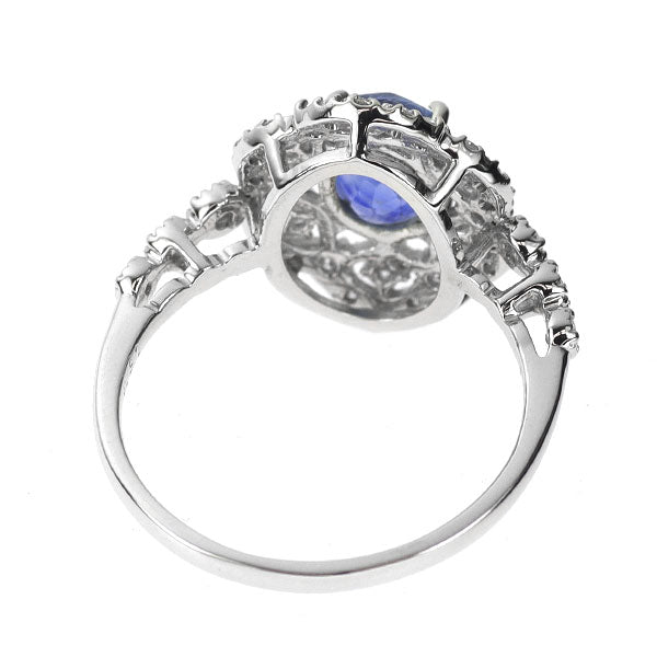 Pt950 スリランカ産 非加熱サファイア ダイヤモンド リング 1.47ct D0.31ct