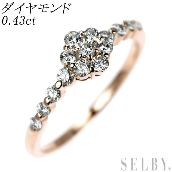 K18PG ダイヤモンド リング 0.43ct  フラワー