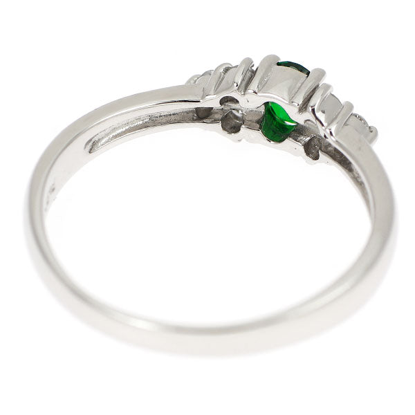 Pt900 グリーン ガーネット ダイヤモンド リング D0.12ct