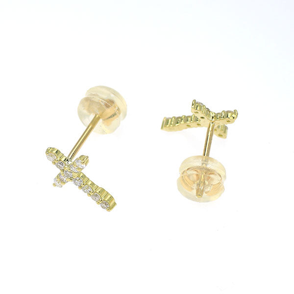K18YG ダイヤモンド ピアス 0.20ct クロス — セルビーオンラインストア