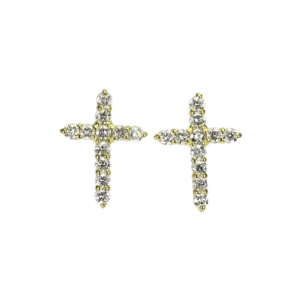 K18YG ダイヤモンド ピアス 0.20ct クロス