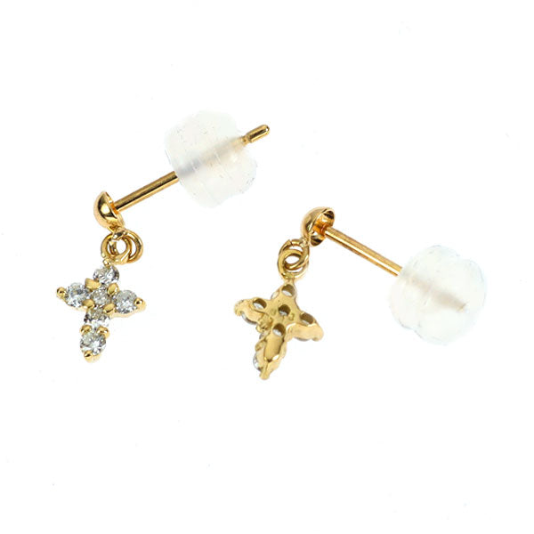K18YG ダイヤモンド ピアス 0.16ct クロス
