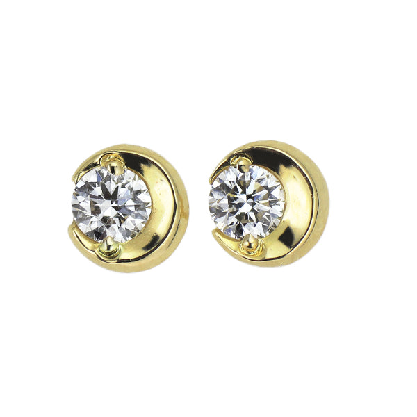 スタージュエリー K18YG ダイヤモンド ピアス 0.08ct ムーンセッティング
