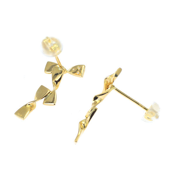 K18YG ダイヤモンド ピアス 0.024ct リボン