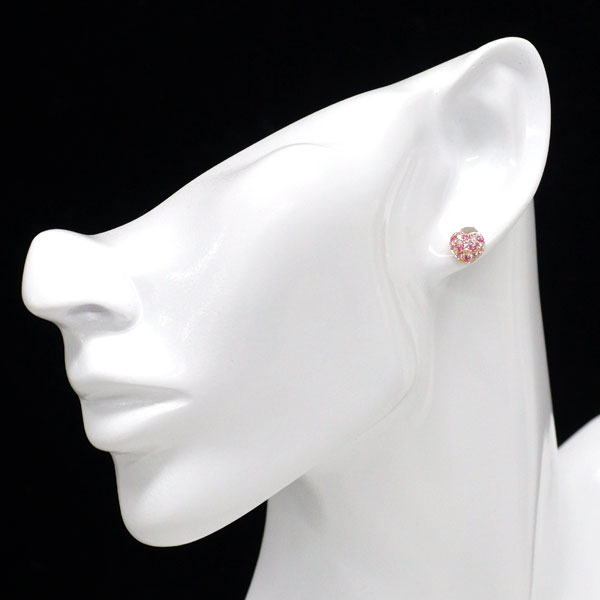 K18PG ピンク/ホワイト サファイア ピアス 0.60ct ハート