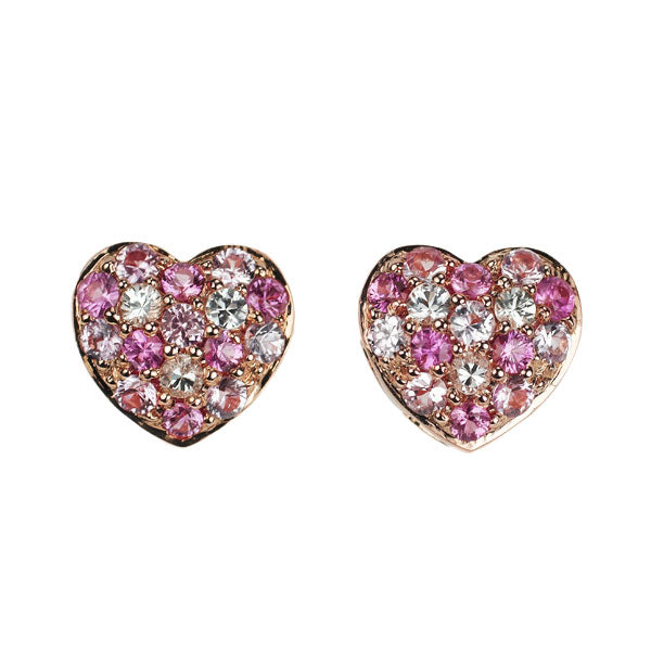 K18PG ピンク/ホワイト サファイア ピアス 0.60ct ハート