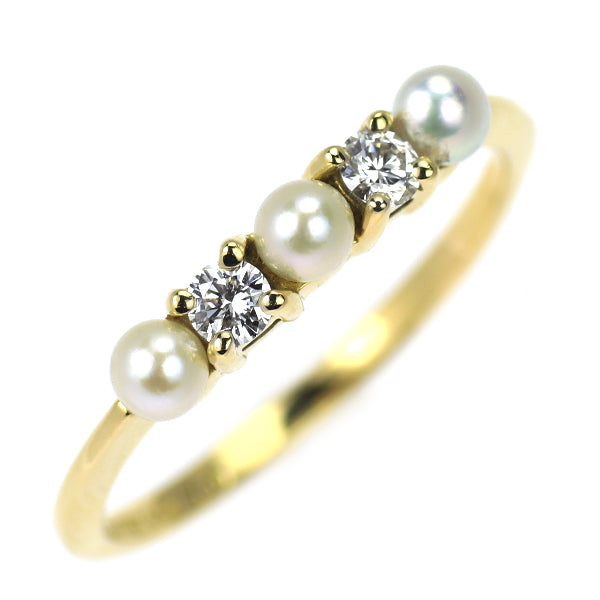 ティファニー K18YG アコヤベビーパール ダイヤモンド リング 径約2.9