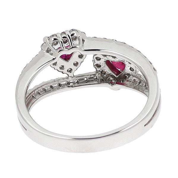 Pt900 ハートシェイプ ルビー ダイヤモンド リング 0.59ct D0.48ct