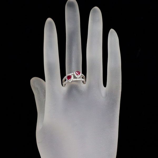Pt900 ハートシェイプ ルビー ダイヤモンド リング 0.59ct D0.48ct