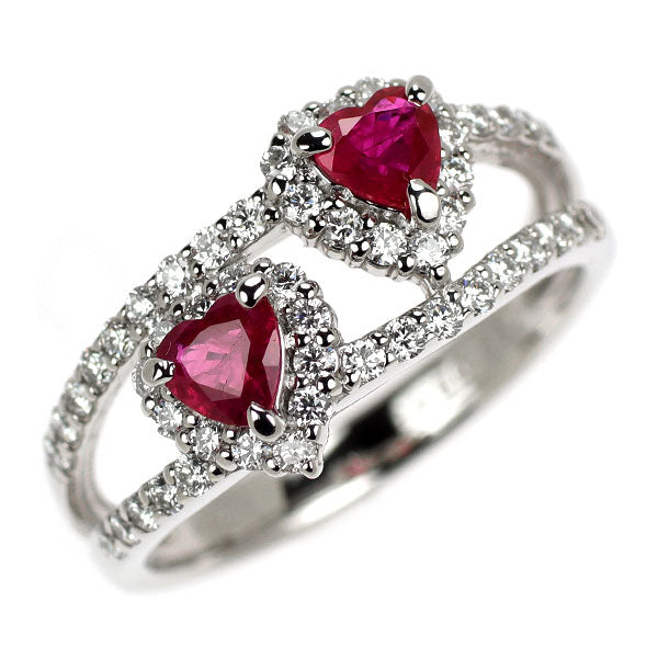Pt900 ハートシェイプ ルビー ダイヤモンド リング 0.59ct D0.48ct