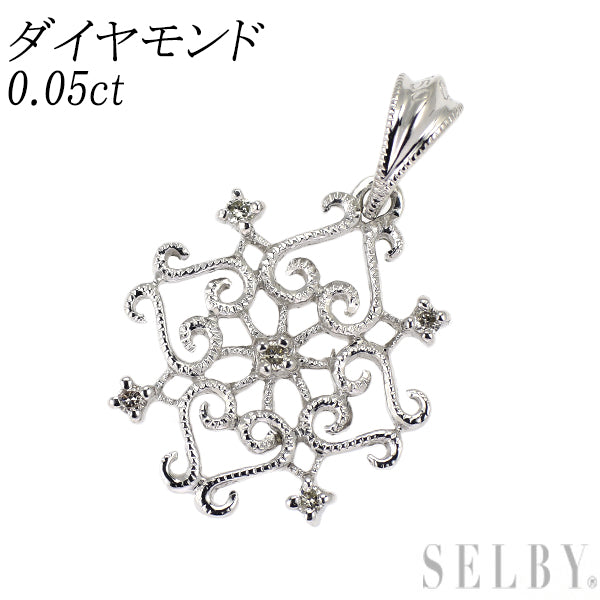 K18WG ダイヤモンド ペンダントトップ 0.05ct
