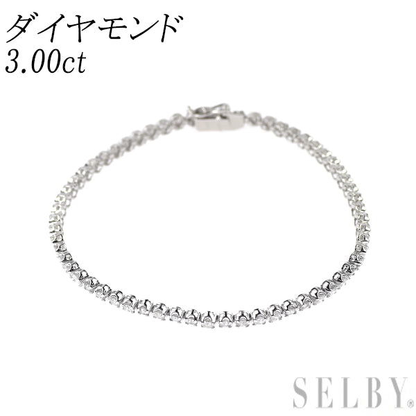 K18WG ダイヤモンド ブレスレット 3.00ct テニス