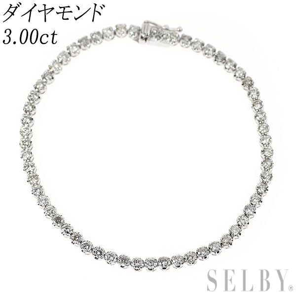 K18WG ダイヤモンド テニス ブレスレット 3.00ct