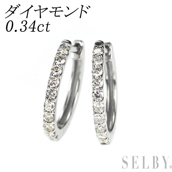 Pt900 ダイヤモンド フープ ピアス 0.34ct — セルビーオンラインストア