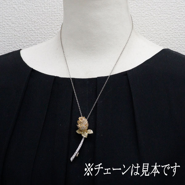 K18YG/WG/PG ダイヤモンド ブローチ兼ペンダントトップ 2.42ct フラワー 薔薇