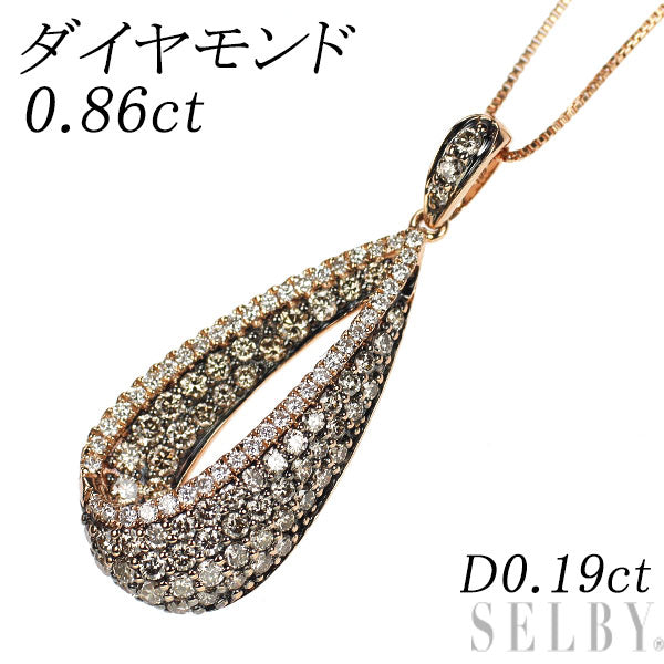 ブラックメッキ/ K18PG ダイヤモンド ペンダントネックレス 0.86ct D0.19ct
