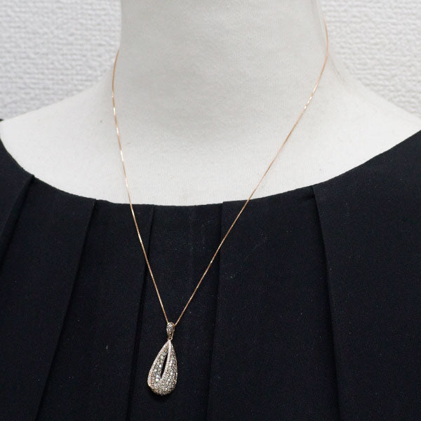 ブラックメッキ/ K18PG ダイヤモンド ペンダントネックレス 0.86ct D0.19ct