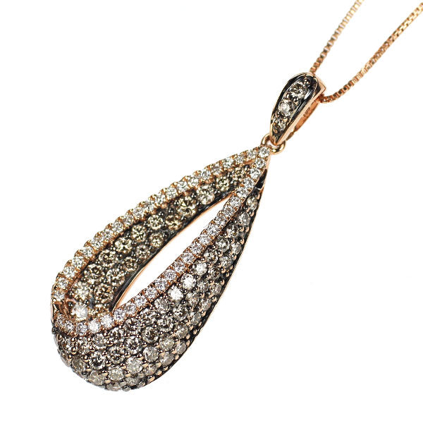ブラックメッキ/ K18PG ダイヤモンド ペンダントネックレス 0.86ct D0.19ct