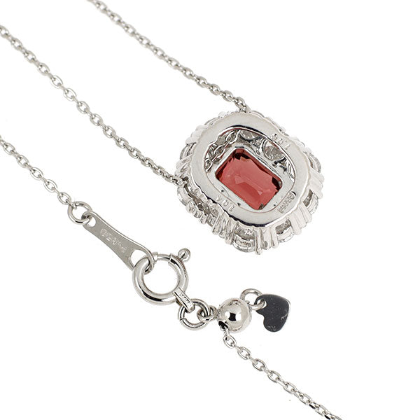 Pt900/ Pt850 ビルマ/ミャンマー産 非加熱レッドスピネル ダイヤモンド ペンダントネックレス 1.06ct D1.04ct