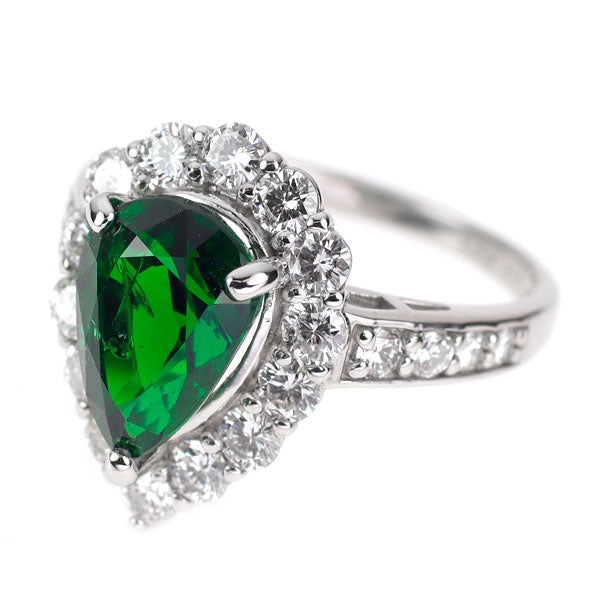 Pt950 ツァボライト ダイヤモンド リング 3.73ct D1.19ct