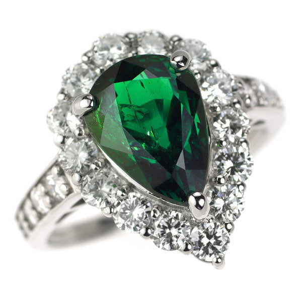 Pt950 ツァボライト ダイヤモンド リング 3.73ct D1.19ct